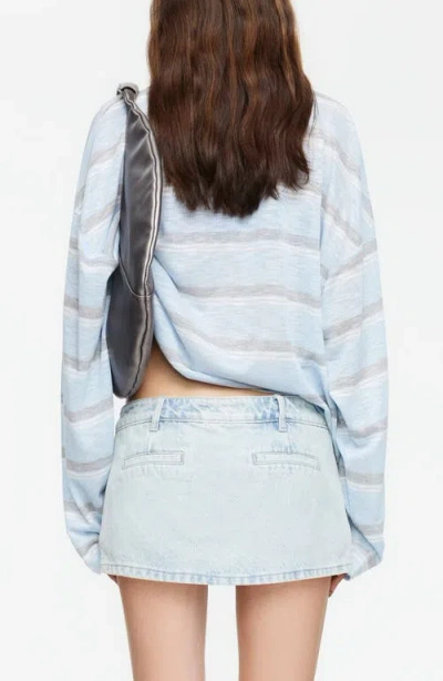 Lioness Rebels Contrast Collar Detail Wide Sleeve Oversized Top In Blue