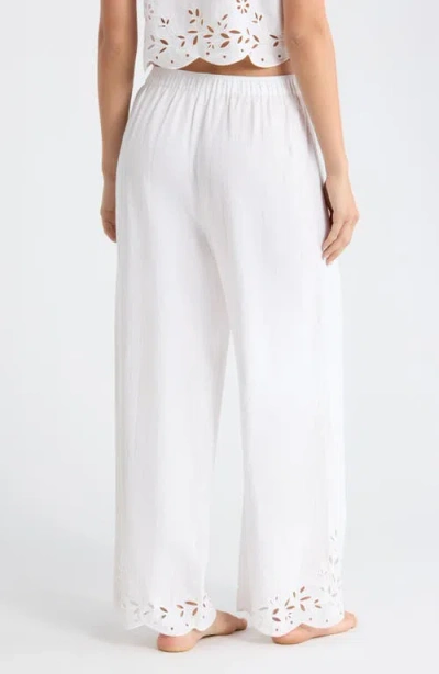 Lunya Embroidered Eyelet Linen Pants In White