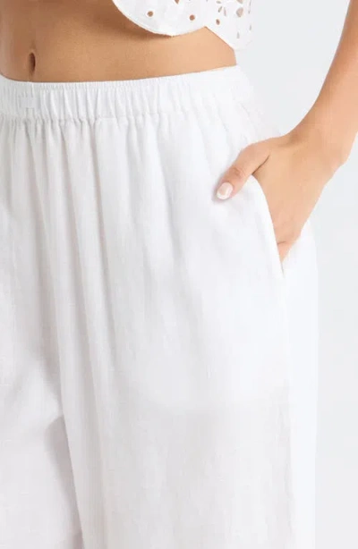 Lunya Embroidered Eyelet Linen Pants In White