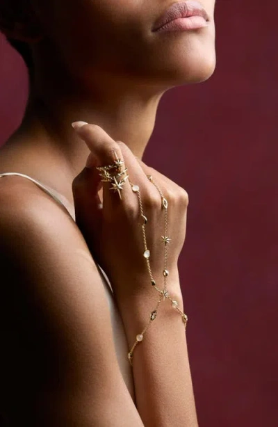 Awe Inspired Midnight Reflection Hand Chain In Silver