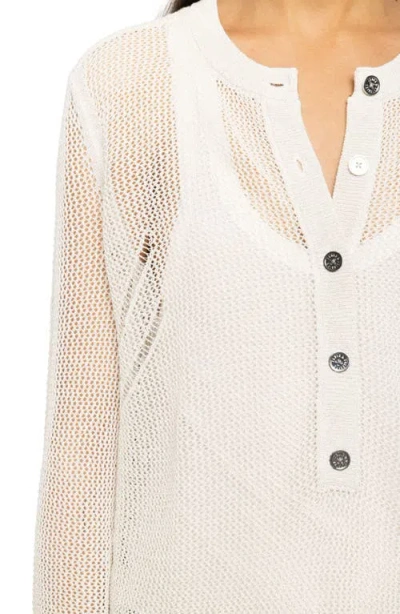 Zadig & Voltaire Womens Vanille Mandala Button-neck Cotton-blend Henley Jumper In Neutral