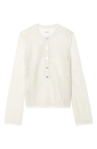 Zadig & Voltaire Womens Vanille Mandala Button-neck Cotton-blend Henley Jumper In Neutral