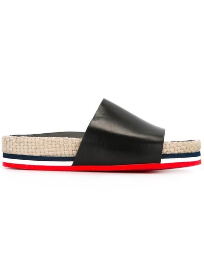 Shop Moncler Evelyn Slides In Black