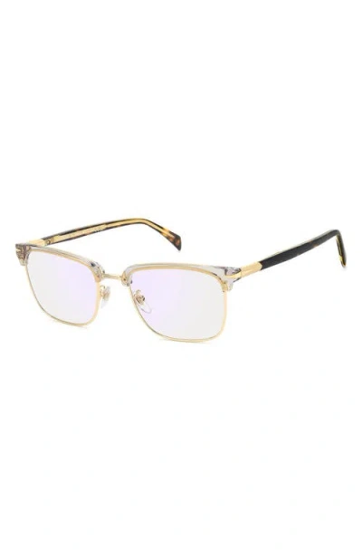David Beckham Eyewear 54mm Rectangular Optical Glasses In Gold
