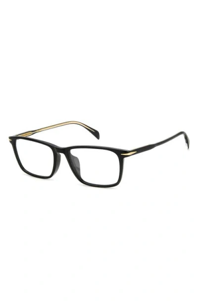 David Beckham Eyewear 57mm Rectangular Optical Glasses In Gray