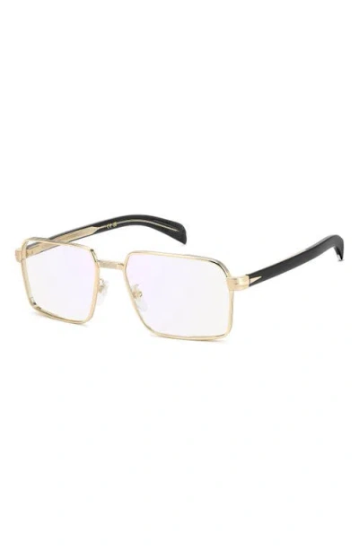 David Beckham Eyewear 57mm Rectangular Optical Glasses In Gold