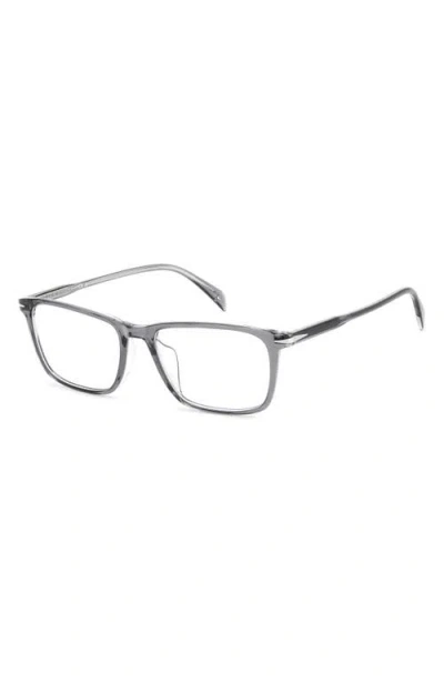 David Beckham Eyewear 57mm Rectangular Optical Glasses In Gray