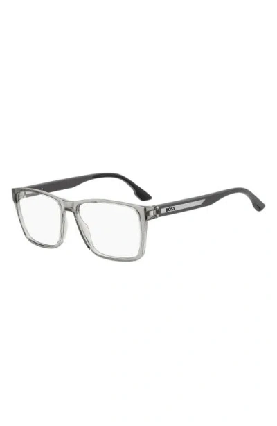 Hugo Boss Hugo 57mm Rectangular Optical Glasses In Gray