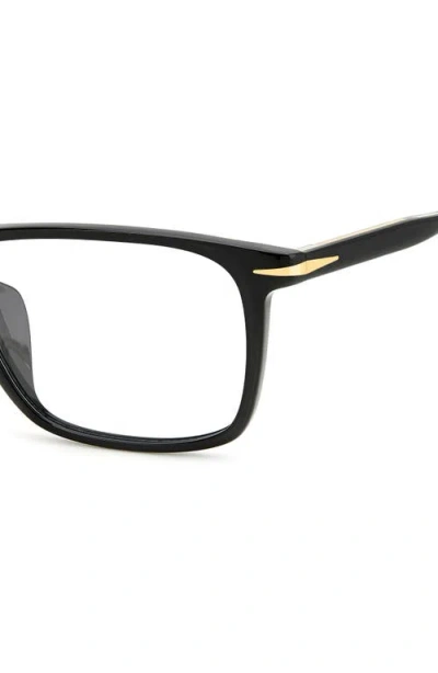 David Beckham Eyewear 57mm Rectangular Optical Glasses In Gray