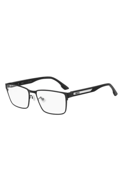 Hugo Boss Hugo 57mm Rectangular Optical Glasses In Black