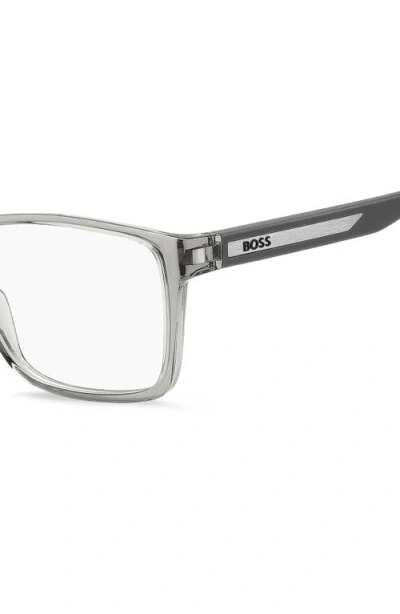 Hugo Boss Hugo 57mm Rectangular Optical Glasses In Gray