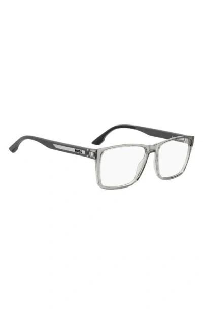 Hugo Boss Hugo 57mm Rectangular Optical Glasses In Gray