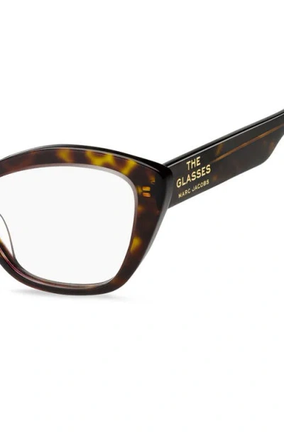 Marc Jacobs 53mm Rectangular Optical Glasses In Brown