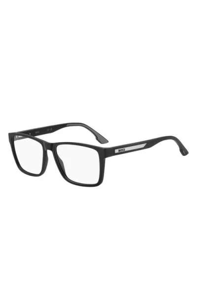 Hugo Boss Hugo 57mm Rectangular Optical Glasses In Black