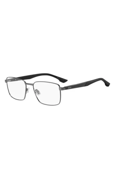 Hugo Boss Hugo 56mm Rectangular Optical Glasses In Metallic