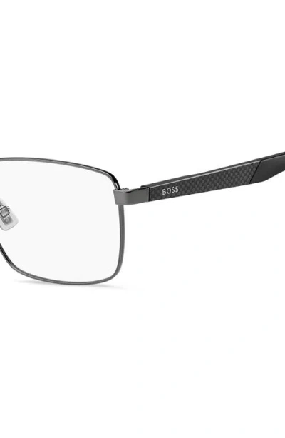 Hugo Boss Hugo 56mm Rectangular Optical Glasses In Metallic