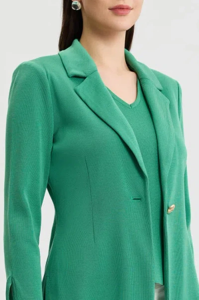 Ming Wang Tailored Single-button Knit Jacket In Multi