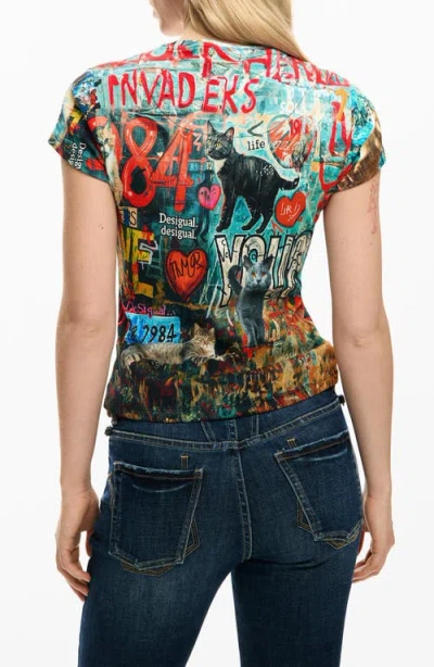 Desigual Graphic T-shirt In Multi