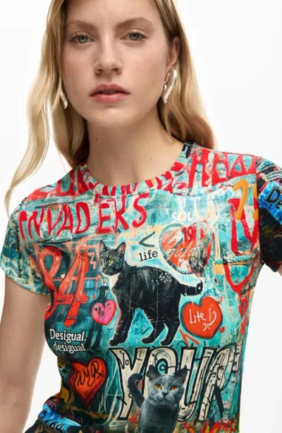 Desigual Graphic T-shirt In Multi
