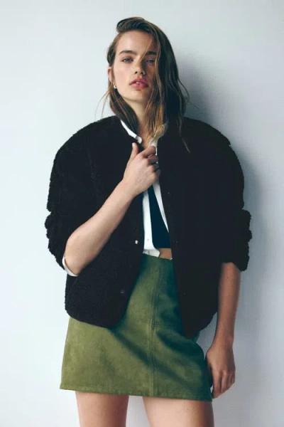 H&m Teddy Jacket In Black