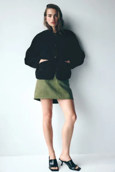 H&m Teddy Jacket In Black