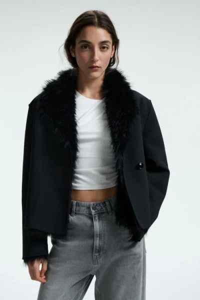 H&m Double-faced Jacket In Black