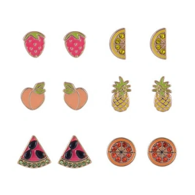 Hallmark 6 Pack Fruit Stud Earring Set In Multi