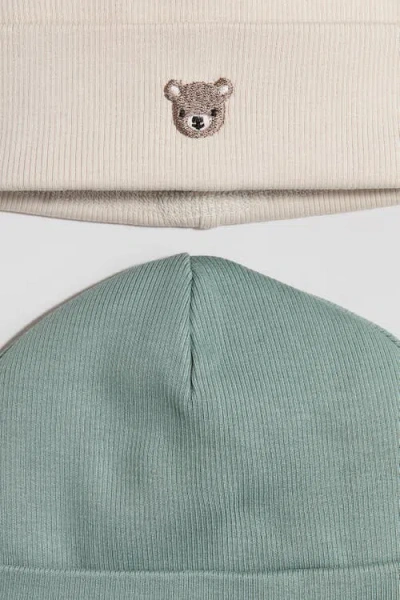 H&m 2-pack Cotton Beanies In Multi