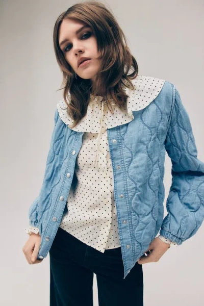 H&m Quilted Denim Jacket In Blue