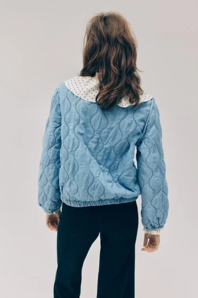 H&m Quilted Denim Jacket In Blue