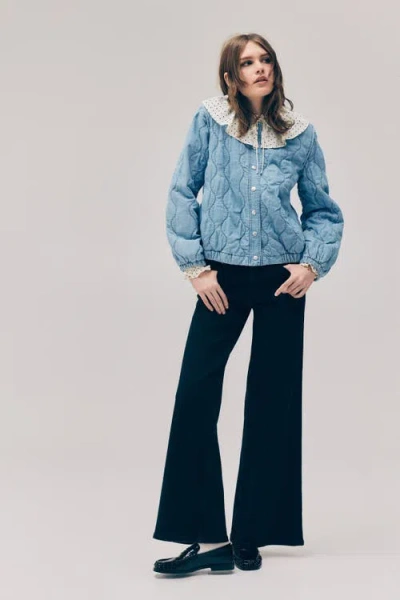 H&m Quilted Denim Jacket In Blue