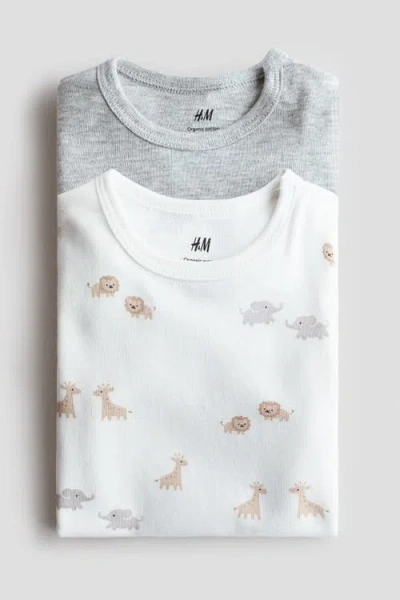 H&m 2-pack Cotton Bodysuits In Multi