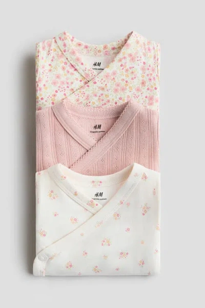H&m 3-pack Wrapover Bodysuits In Multi