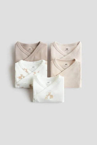 H&m 5-pack Wrapover Bodysuits In Multi