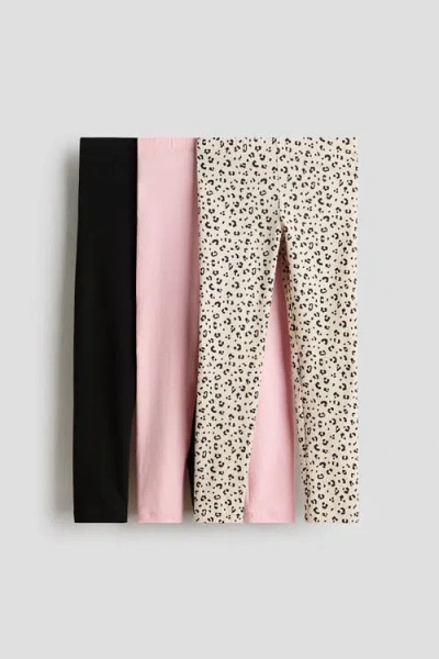 H&m 3-pack Brushed-inside Jersey Leggings In Multi