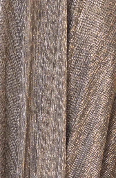 Betsy & Adam Long Sleeve Metallic Knit Gown In Gray