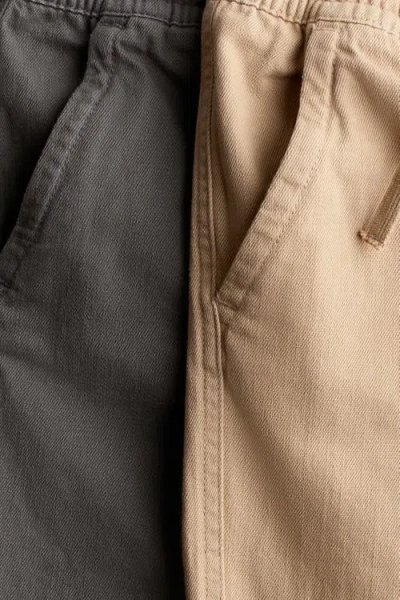 H&m 2-pack Cotton Pull-on Trousers In Brown