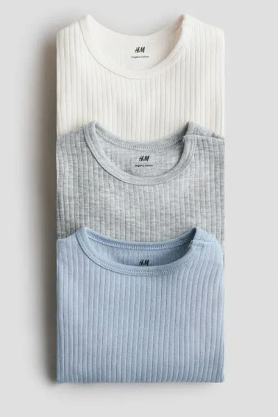 H&m 3-pack Ribbed Bodysuits In Multi