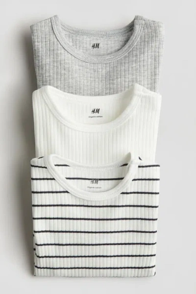 H&m 3-pack Ribbed Bodysuits In Multi