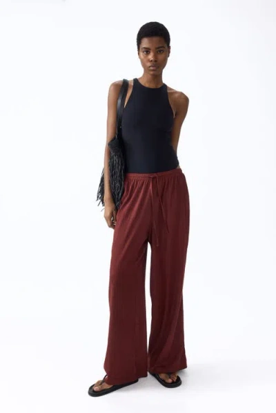 H&m Wide Pull-on Trousers In Red