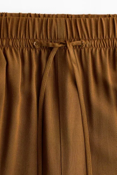 H&m Wide Pull-on Trousers In Brown