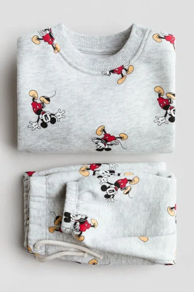 H&m 2-piece Printed Sweatshirt Set In Multi