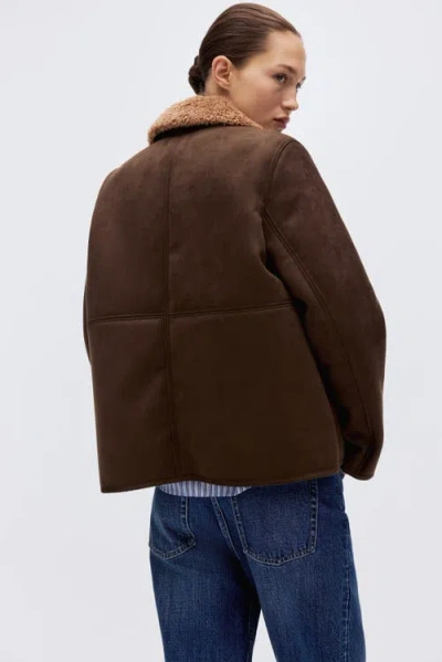 H&m Teddy-collared Jacket In Brown