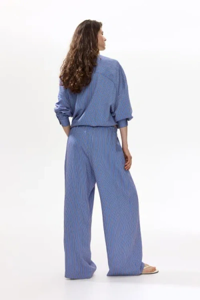 H&m Straight Pull-on Trousers In Blue
