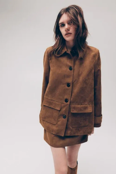 H&m Collared Jacket In Brown