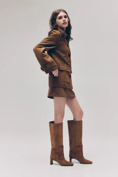 H&m Collared Jacket In Brown
