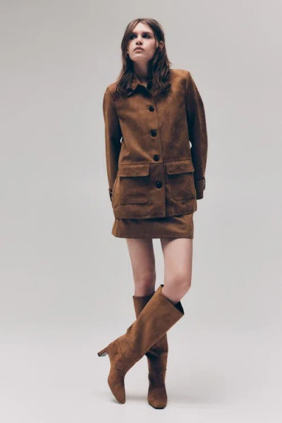 H&m Collared Jacket In Brown