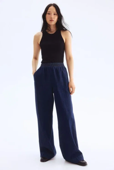 H&m Pull-on Denim Trousers In Blue