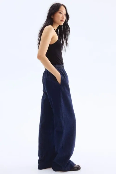 H&m Pull-on Denim Trousers In Blue