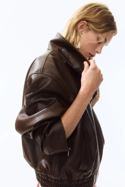 H&m Coated Jacket In Brown